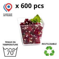 600 VERRINES CARRÉES CONIQUES 6cl - 3 coloris disponibles : transparent, blanc, noir