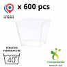 600 VERRINES CARRÉES CONIQUES 6cl - 3 coloris disponibles : Translucide, blanc, noir - 100% BIO-SOURCE