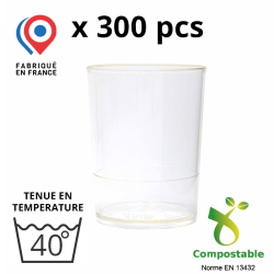 300 VERRINES RONDES MINI-GLASS 8-9 CL - coloris translucide - 100% biosourcé