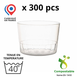 300 VERRINES RONDES BODEGA 12cl - coloris translucide - 100% BIO-SOURCE