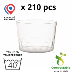 210 VERRINES RONDES BODEGA 17.5-20cl - coloris translucide - 100% BIO-SOURCE
