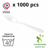 1000 mini-cuillères, coloris noir, blanc, transparent, matériau 100% bio-sourcé et compostable, longueur 96 mm
