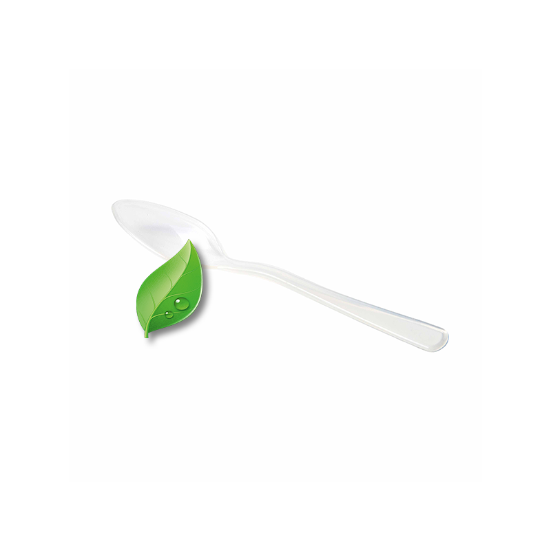 1000 mini-cuillères, coloris noir, blanc, transparent, matériau 100% bio-sourcé et compostable, longueur 96 mm