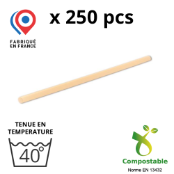 250 pailles 20cm, coloris Translucide - 100% BIO-SOURCE