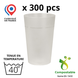 300 verres à bière 25-33cl, coloris Translucide - 100% BIO-SOURCE