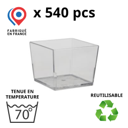 540 VERRINES CARRÉES CUBIQUES 4cl - coloris transparent