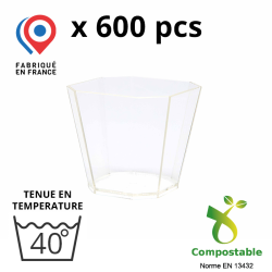 600 VERRINES CARRÉES BISEAUTÉES 5 CL - 3 coloris disponibles : translucide, blanc, noir -  100% BIO-SOURCE