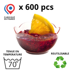 600 VERRINES MINI-LOTUS 6 CL - 3 coloris disponibles : transparent, blanc, noir